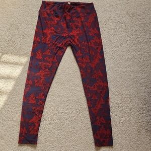 LuLaRoe Red and Blue Geometric Leggings
